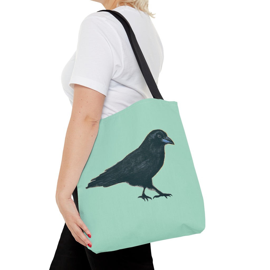 crow on beautiful teal toe bag perfect for summer and beaching