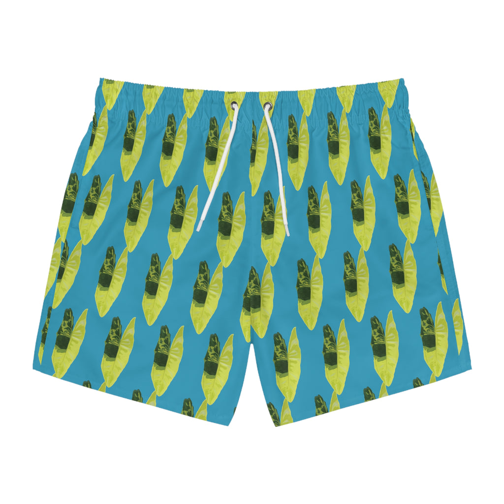 variegated burle marx philodendron swim trunks in teal
